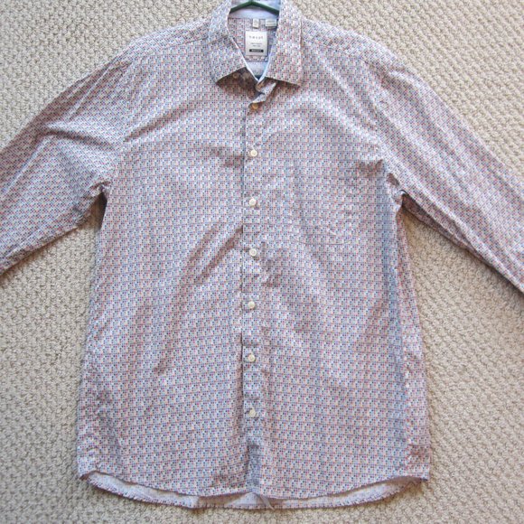 Haupt Men's Shirt Multicolored Squares Size L Large 16.5 Cotton - Picture 1 of 14